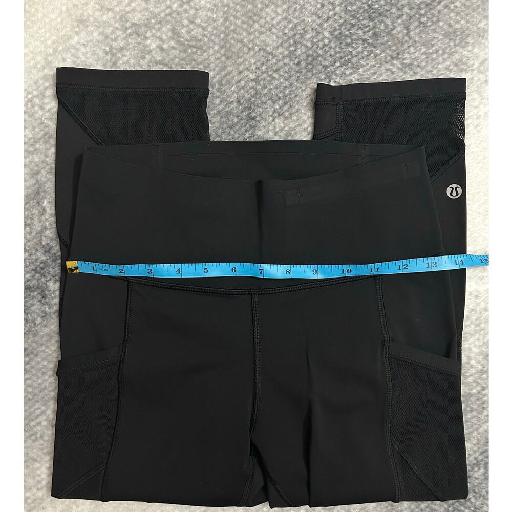 Lululemon Non Reflective 19" Cropped Side Pockets Black Leggings Size 6 Small - Picture 5 of 7